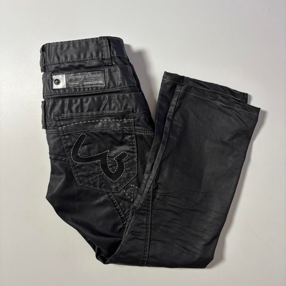 Black Japrag Denim by Okishana Coated Cargo Pants Jeans - 32